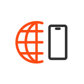 icon of hemisphere and of a smartphone